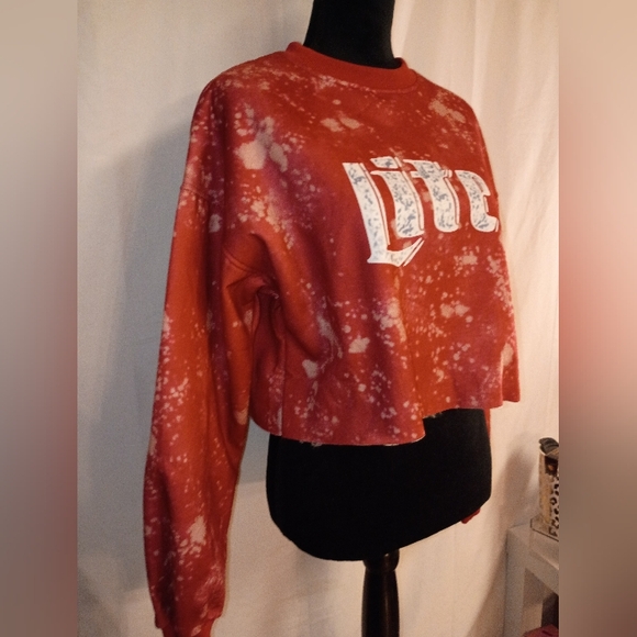 Red Tie-Dye Women's Crew Neck Sweater - Picture 2 of 4